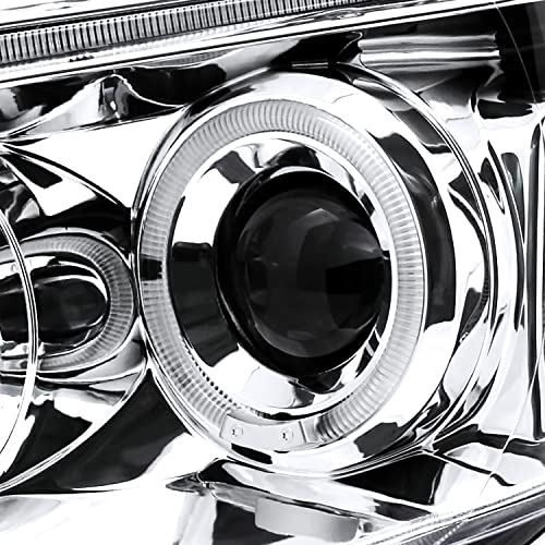 SPEC-D TUNING LED Halo Chrome Housing Clear Lens Projector Headlights Lamps Compatible with 2005-2011 Toyota Tacoma, Left + Right Pair Headlamps Assembly
