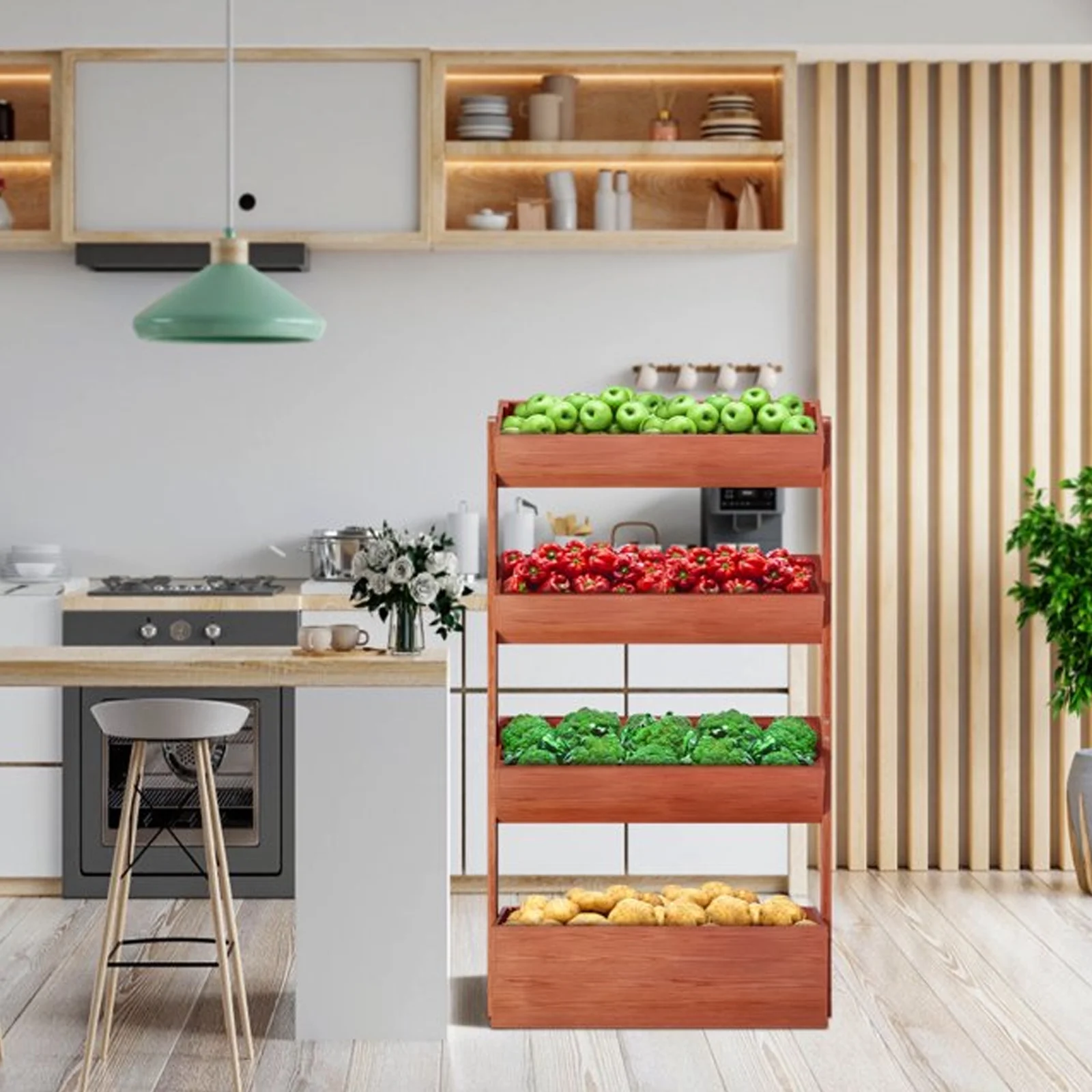 NAIZEA 4 Tier Vertical Wooden Garden Bed, Freestanding Outdoor Planter Box, Plant Planter, Herb Vegetable Flower Planting Box Shelf for Indoor Patio Balcony