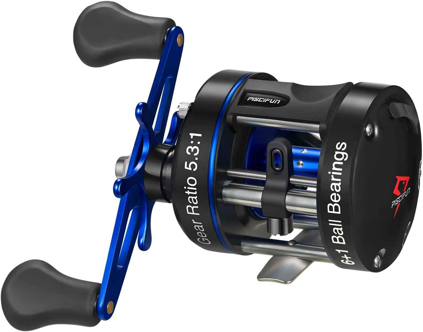 Piscifun Chaos XS Round Reel - Reinforced Metal Body Round Baitcasting Reel, Smooth Powerful Saltwater Inshore Surf Trolling Fishing Reels, Conventional Reels for Catfish, Musky, Bass, Pike