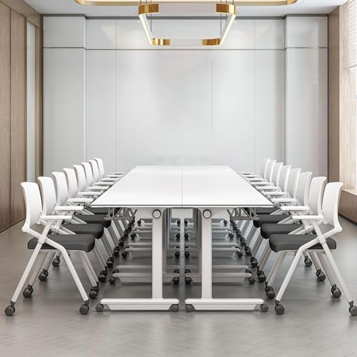 Conference Room Table,Mobile Folding Conference Table with Wheels,Flip Top Rolling Seminar Meeting Table Save Space Design for Office/Meeting Room/Classr (4PCS)