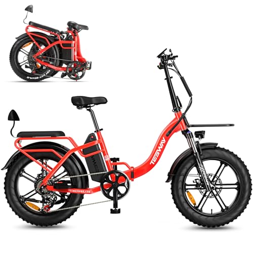 GESHENG 90 Miles 30AH/20AH Battery Folding Electric Bike,【6 Upgrades】 750W 32MPH Long Range E-Bike,20"x4.0" Fat Tire & Step-Thru Ebike for All Season, 2 Seats E-Cargo Bike