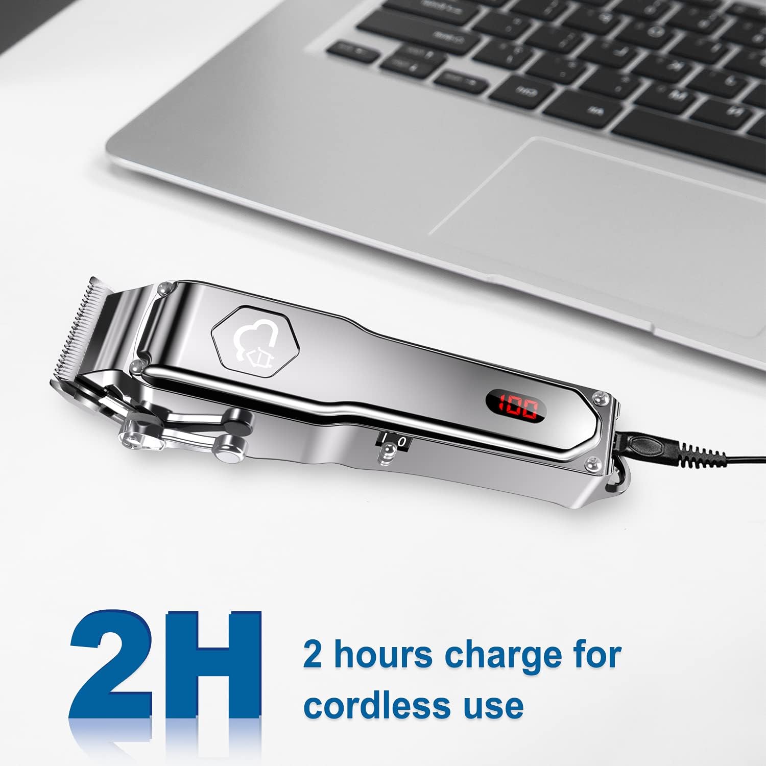 JUSTSTONE Hair Clippers for Men Professional Cordless Clippers for Hair Cutting with LED Display, Rechargeable Hair Trimmer for Men Adjustable Barbers Grooming Kit Haircut Pack of 2