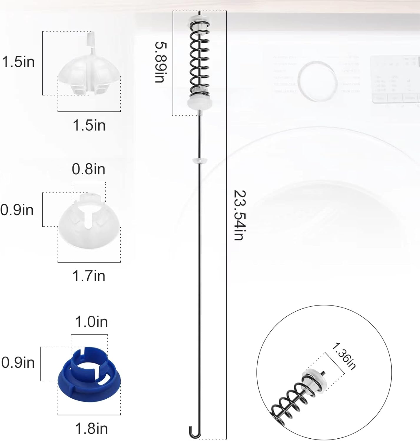 W11130362 Washer Suspension Kit - Compatible with Whirlpool,May-tag,Ken-more,Amana,Washing Machine - Fit WTW5000DW0, WTW5000DW2, MVWC565FW0, 11022352510, WTW4800XQ2, WTW4800XQ4, AP5971398