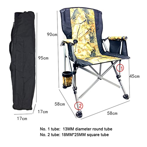 Outdoor Portable Folding Fishing Chair Heavy Duty Director Chair Leisure Beach Chair with Armrests Storage Bag Cup Holder (Army Green Blue)