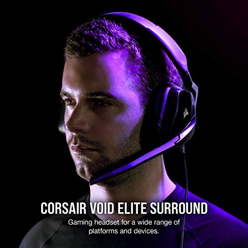 CORSAIR VOID RGB ELITE Wireless Gaming Headset – 7.1 Surround Sound – Omni-Directional Microphone – Microfiber Mesh Earpads – Up to 40ft Range – iCUE Compatible – PC, Mac, PS5, PS4 – White