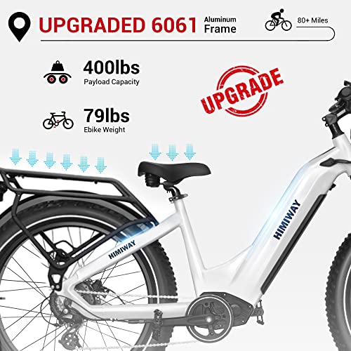 Himiway Zebra D5 Electric Bike, 750W Motor 48V 20Ah Removable Battery 80Miles Range E-Bike for Adults, 26x4 Tire 400lbs Payload, Hydraulic Brakes, 25Mph, 7-Speed