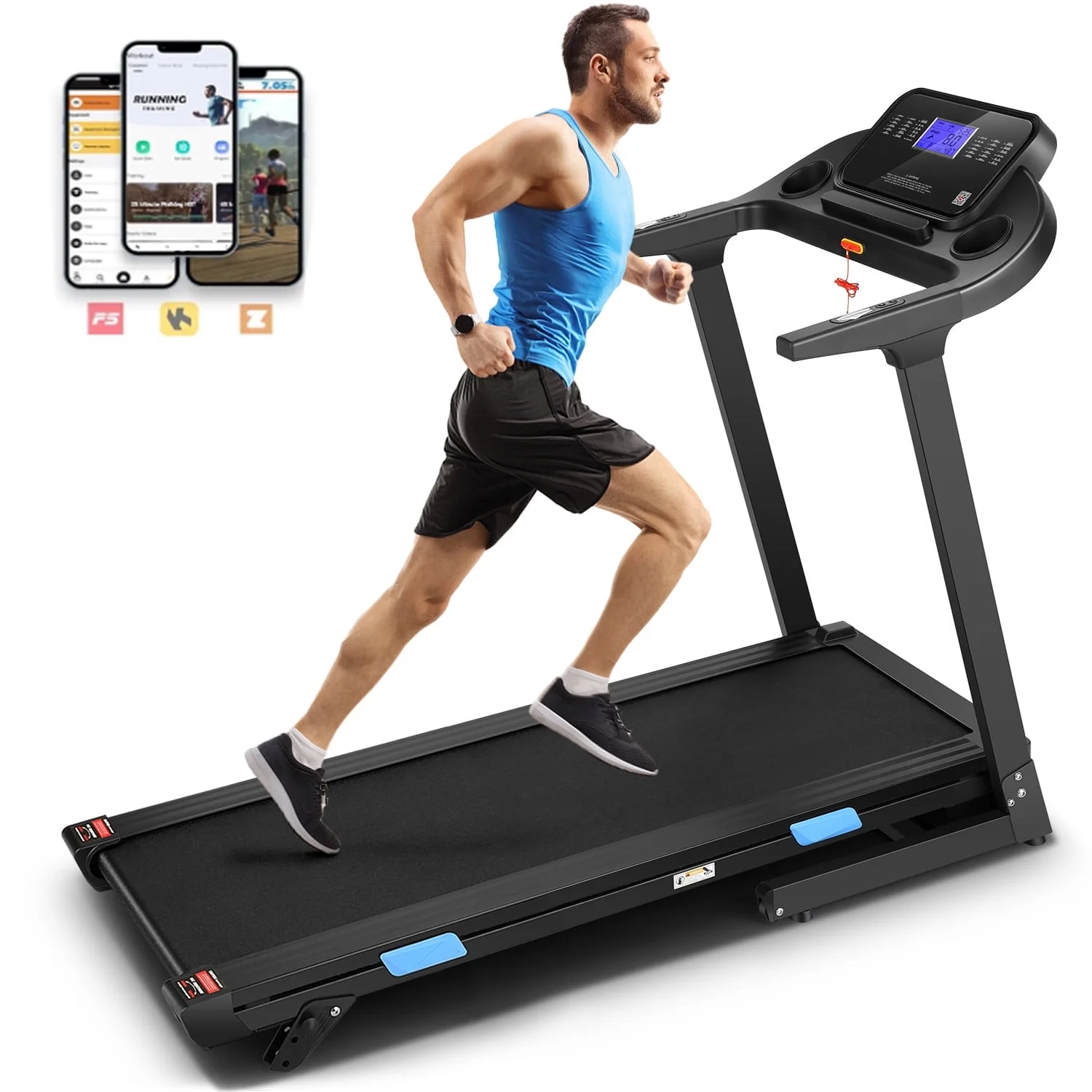 Treadmill 300 lb Capacity with Inclines, 3.25HP Brushless Motor, 18 Inch Wide Foldable Treadmill with APP & Bluetooth Speakers, LCD Display, Walking Running Machine for Home Office with 36 Programs