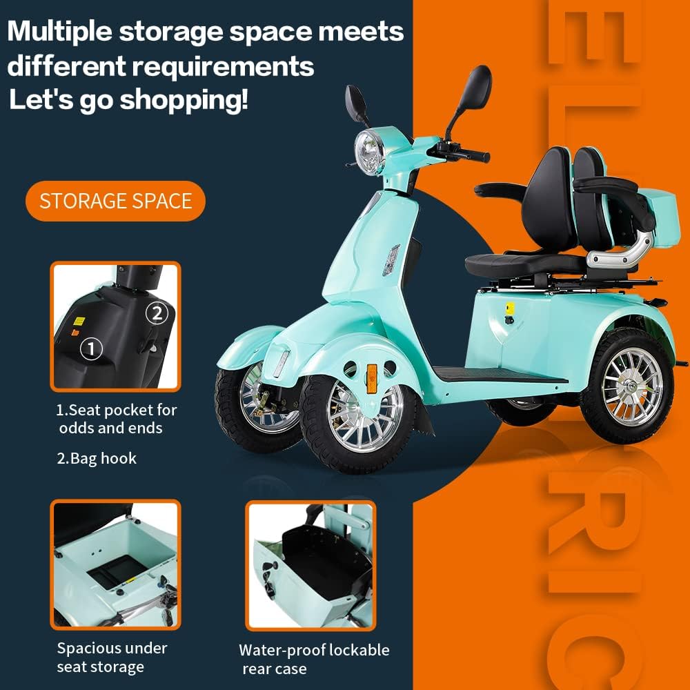 CCKO Electric Mobility Scooter for Seniors Adult,Electric 4-Wheel Mobility Scooter 800W/500lbs,30 Miles Long Range Travel Scooter Adjustable Scooter