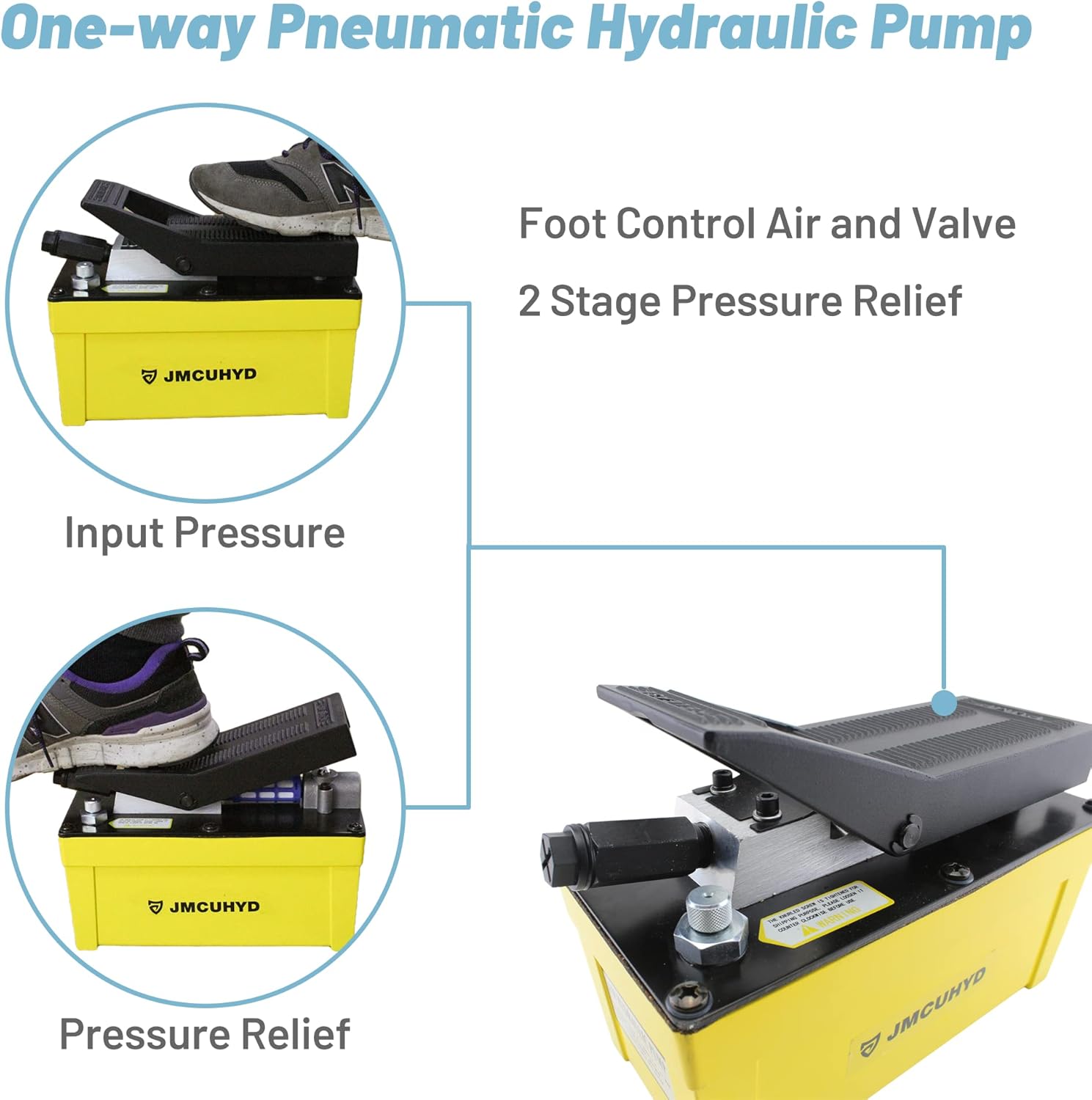 JMCUHYD 10,000 PSI Air Hydraulic Pump Foot Operated for Hydraulic Press, Hydraulic Hose Crimper and Hydraulic Ram/Jack
