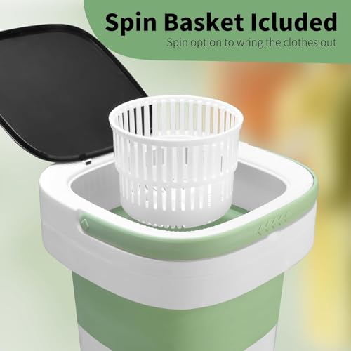 Portable Washing Machine, 15L Upgraded Mini Washer and Spin Dryer with Deep Cleaning of Underwear, Baby Clothes and Small Clothes, Foldable Small Washer for Apartments, Dorm,RV, Travel, Hotel, Laundry