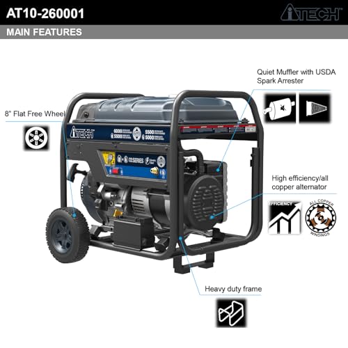 Portable Generator Dual Fuel 6000W, Gas & Propane Dual Fuel Powered with Electric Start, Home Backup Emergency Ready, CO Sensor, CARB Compliant