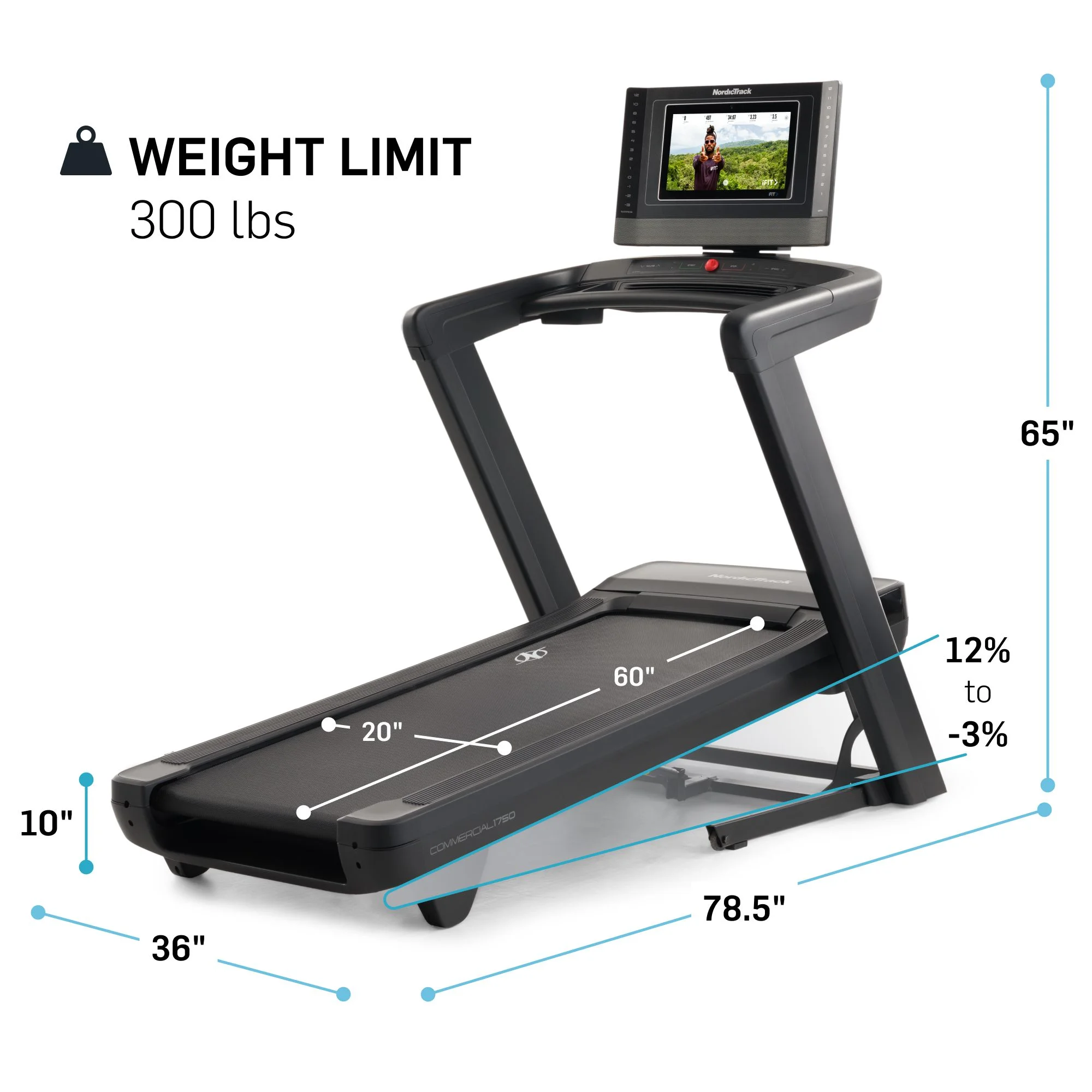 NordicTrack Commercial Series 1750; iFIT-enabled Treadmill for Running and Walking with 14” Pivoting Touchscreen