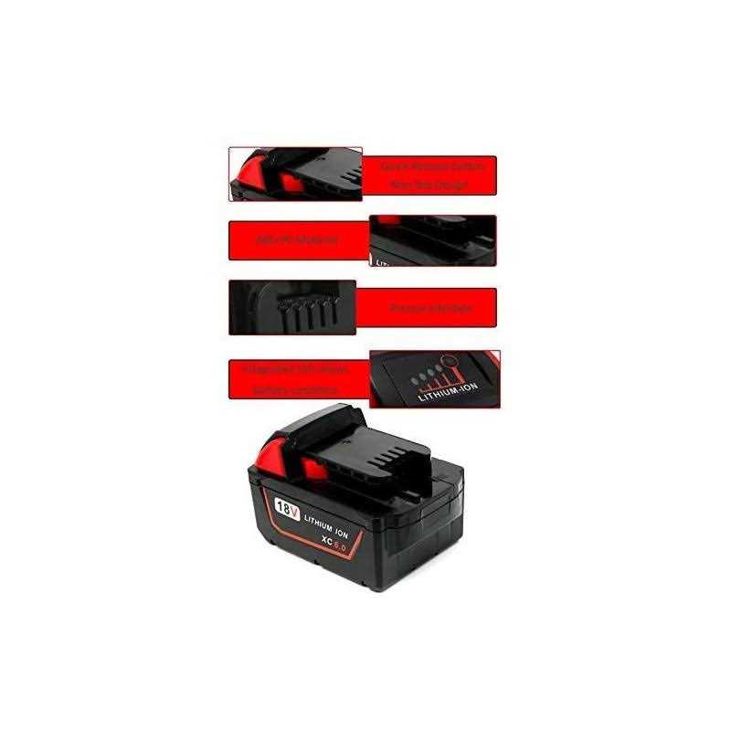 2 Packs 18V 6.0Ah Battery Replace for Milwaukee M18 Battery Compatible with 48-11-1820 48-11-1850 48-11-1860 48-11-1828 48-11-12 - Shop Hardware Tools Online Store