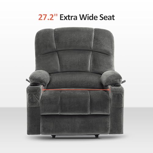 MCombo Large Dual Motor Power Lift Recliner Chair for Elderly, Massage and Heat, Lay Flat, Zero Gravity, Home Button, USB Port, Fabric 7680 (Large, Beige)