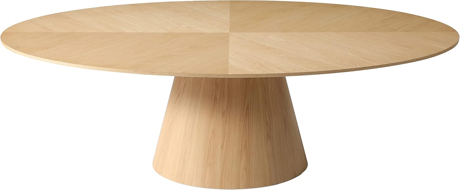 Meridian Furniture Gavin Collection Mid Century Oval White Oak Wood Dining Table, 90" W x 43.5" D x 30" H