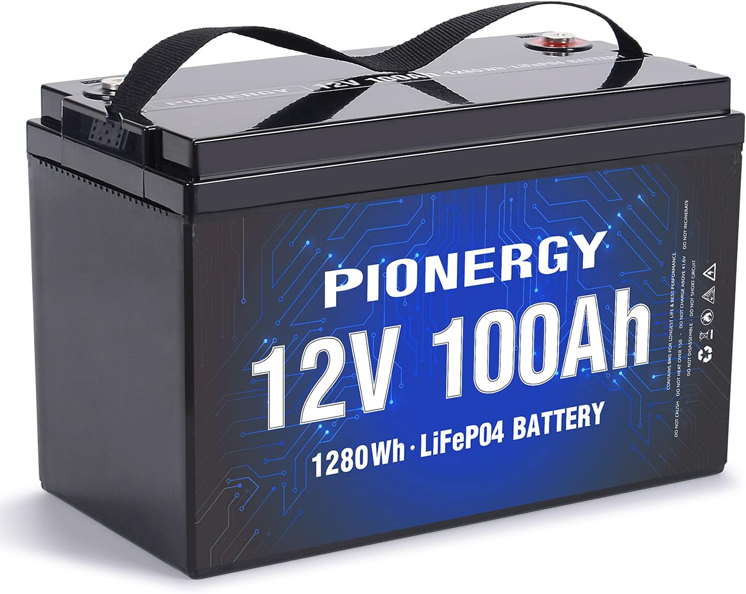PIONERGY 12V 100Ah Lifepo4 Lithium Battery,12 Volt Lithium Battery with 100A BMS 1280Wh,100Ah 12V Lifepo4 Battery Perfect for RV,Solar, Marine,Off-Grid Applications