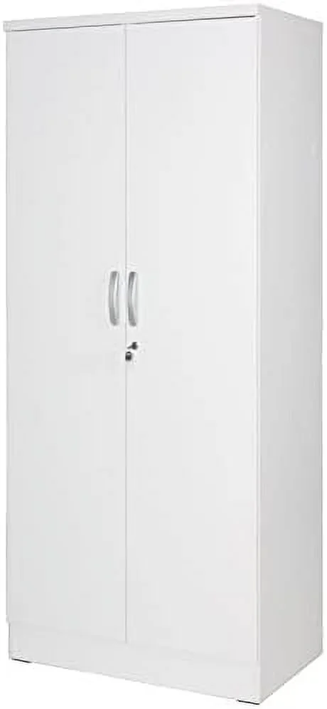 Modern Wood Two Door Armoire Wardrobe Cabinet In White