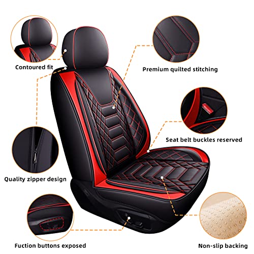 FREESOO Car Seat Covers Leather Seat Cover Full Set Beige Automotive Cushion Protector Accessories Airbag Compatible Universal Fit 5 seats Vehicle