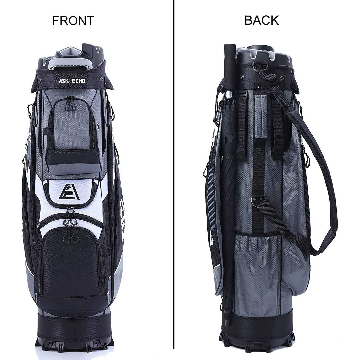 ASK ECHO T-Lock Golf Cart Bag with 14 Way Organizer Divider Top, Premium Cart Bag with Handles and Rain Cover for Men - Sports Supplies Online Store