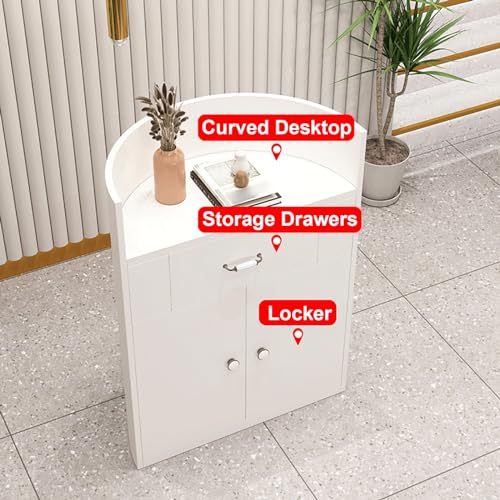 Semicircular Reception Counter Table Retail Checkout Counter Table with Drawers and Cabinets Company Counter Front Desk for Office Reception Room Lobby Beauty Salon Clothing Store.(Pink,50x50x100cm)