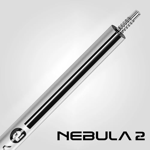 RHINO Nebula 2 Pool Cue - 100% Carbon Fiber Shaft & Composite Butt. Time Crystal Tip, Pro Taper Design, 12.4 mm,12.8 mm. 3/8-8 Joint, 3D Friction Grip. Low Deflection Pool Cue