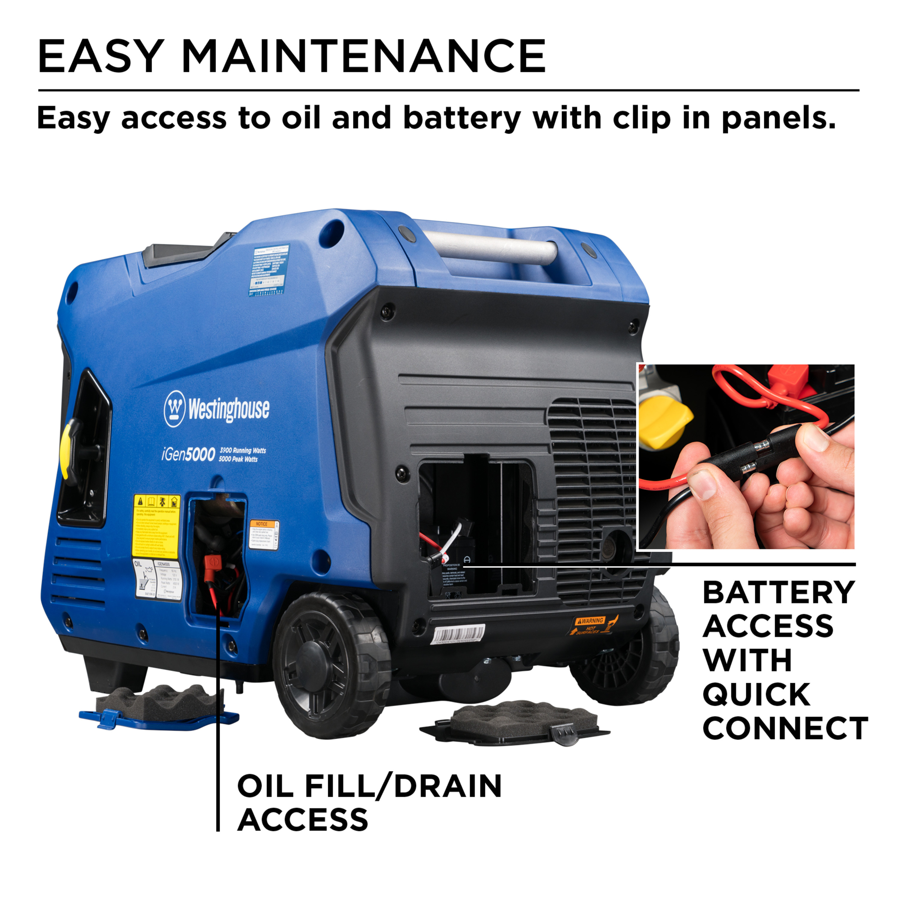 Westinghouse 5000 Peak Watt RV Ready, Gas Powered Portable Inverter Generator with Electric Start