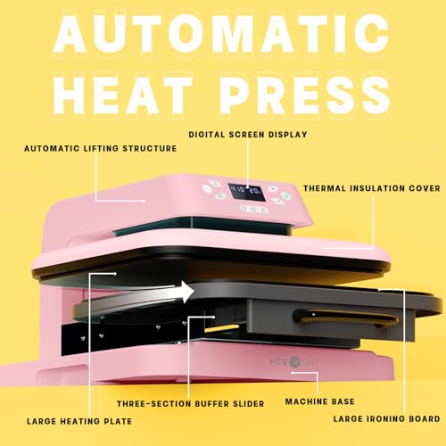 HTVRONT Auto Heat Press Machine for T Shirts - 15x15 Smart T Shirt Press Machine with Auto Release - Professional Heat Press for Sublimation, Vinyl, Heat Transfer Projects