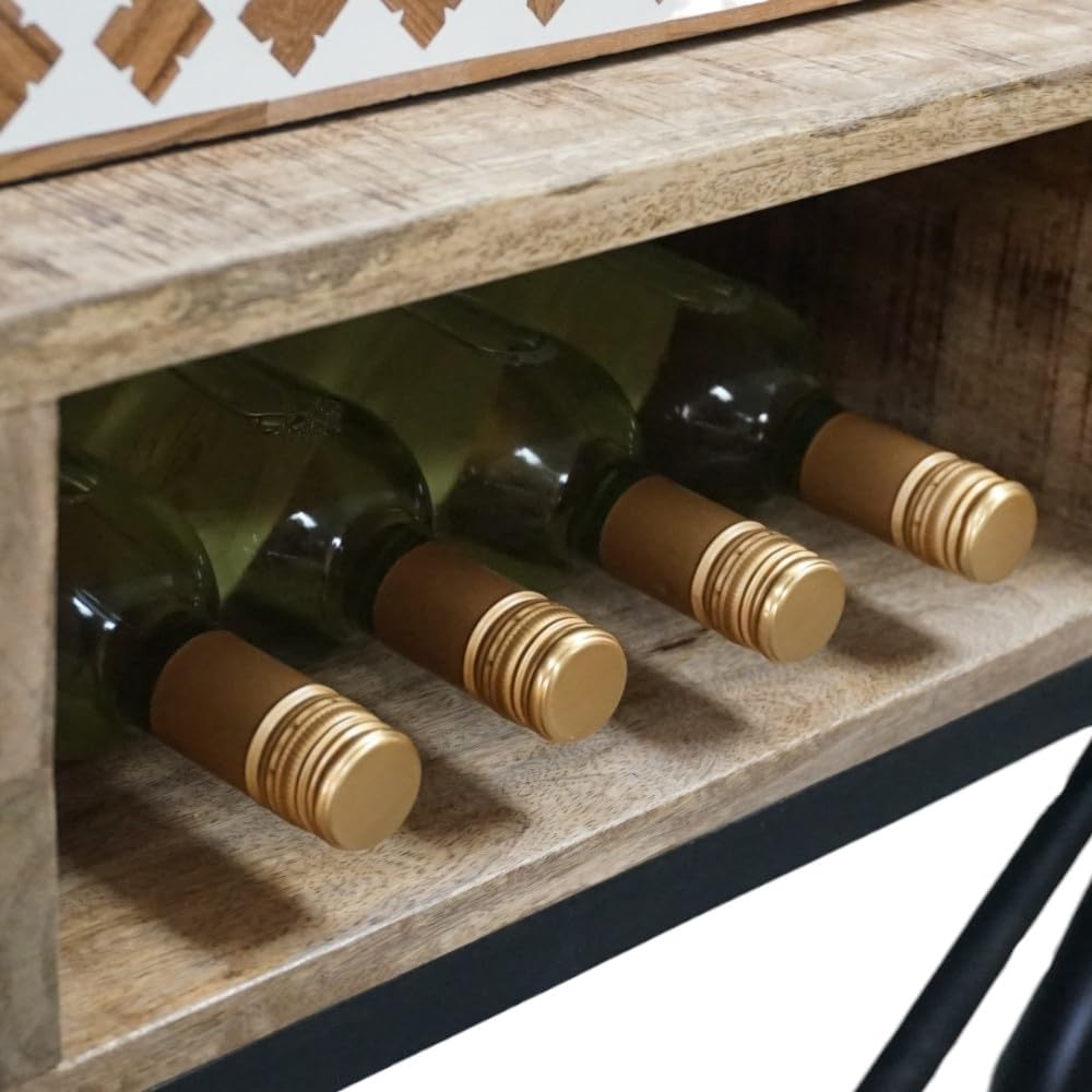 Sundara Furnishings Vintage Bicycle Console Table with Drawers & Storage, Mango Wood, 76L x 18W x 44H inches