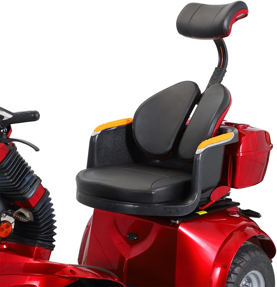 Heavy Duty Mobility Scooters for Seniors & Adults 500lbs Capacity - Electric Powered Wheelchair Device 1000W All Terrain Off Road Scooter Travel, USB Charger Port Remote Key (RED DJD), 1Count