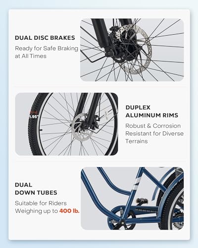Viribus Adult Tricycle, Tricycle for Adults with Front Suspension and Removable Basket, 24 26 Inch 3 Wheel Bike for Adults 7 Speed Dual Chain, Adult Trike for Men Women Seniors, 400 lb.