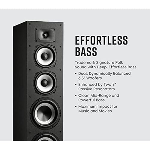 Polk Monitor XT10 Home Subwoofer, 10" Deep Bass Woofer, 100W Class D Amplification, Dolby Atmos, Auro 3D & DTS:X Compatible, Black