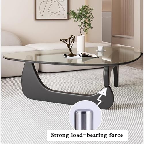 Glass Coffee Table for Living Room，Mid-Century Modern Centre Table with Solid Wood Frame，Living Room Furniture Small Triangle End Table，for Study Room Office Hotel Balcony (Color : Transparent+Black