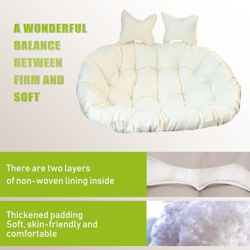 Waterproof Hanging Hammock Chair Replacement Cushion, Washable Thick Persons Wicker Pads Swing Cushions, Sun-Resiatant Large Egg Chair Swing Mats with Pillow