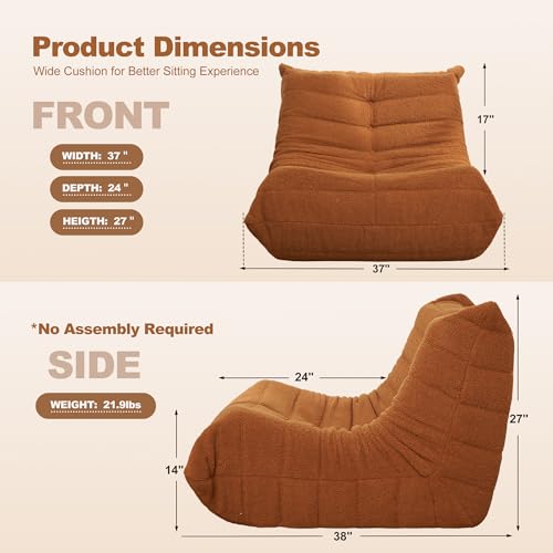Bean Bag Chair Big Sofa Beanbag Chair for Adults Fireside Chair Bean Bag Lounger with Memory Foam Filled for Home,Apartment or Gaming Venue(Black Plush)