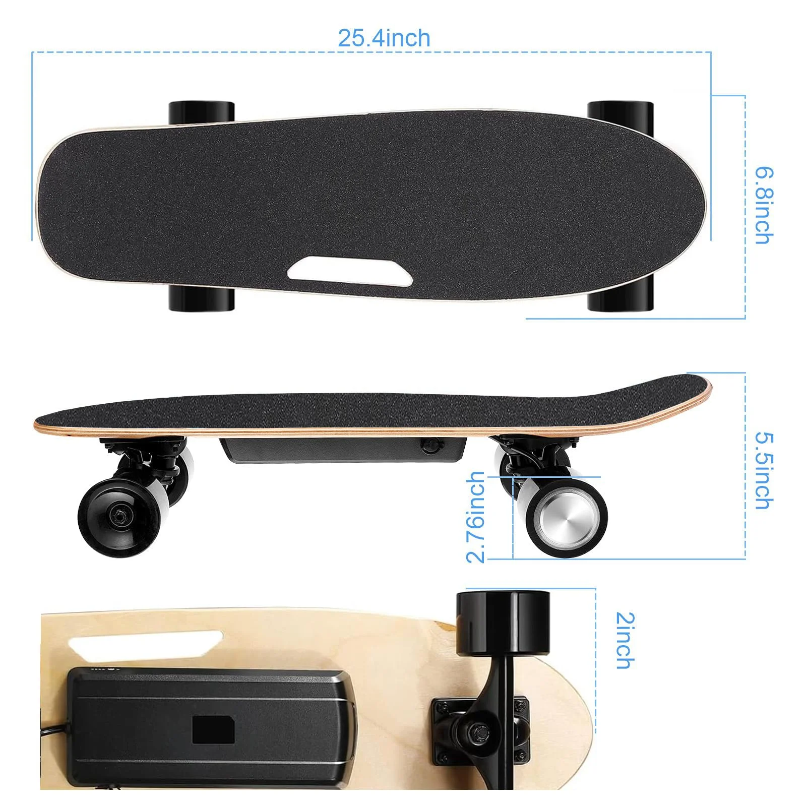 350W Electric Skateboards with Remote, 12.4 mph Top Speed & 8 Miles Range, Swappable Battery, Electric Longboard for Kids ＆ Teens