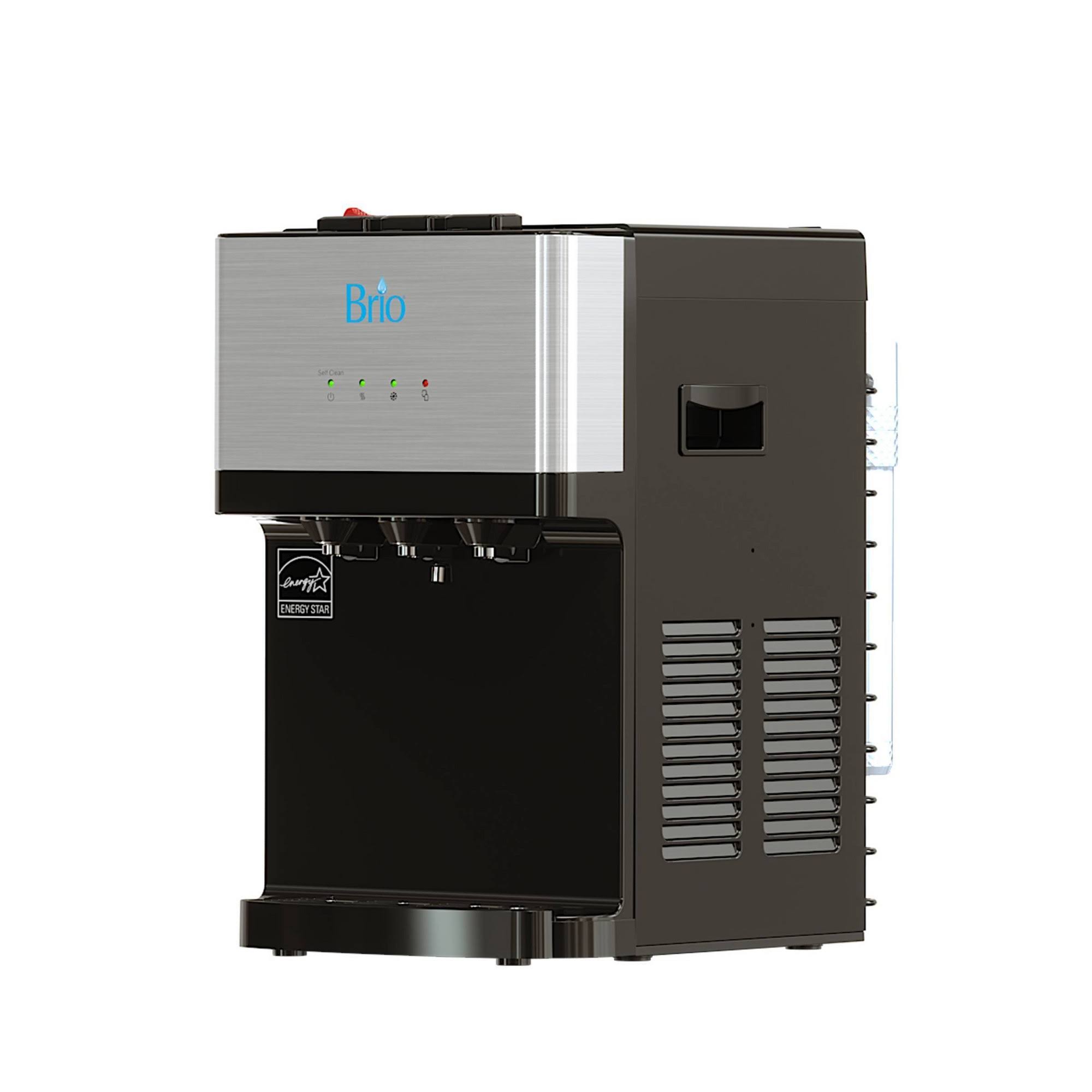 Brio Countertop Self Cleaning Bottleless Water Cooler Dispenser with Filtration - Hot Cold and Room Temperature Water. Free Extr