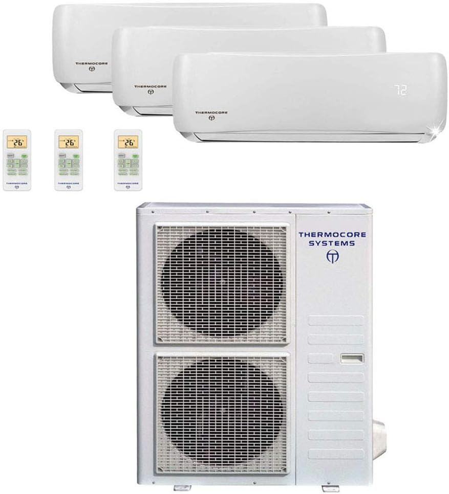 T321Q-H263 18X3 Ductless Mini Split Tri 3 Zone 54,000 5 Ton 21 Seer 18000, 54000 BTU, White