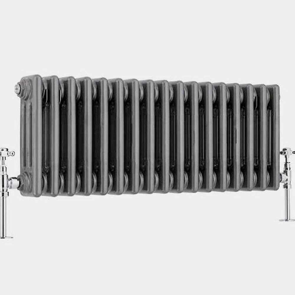 Regent Electric - Raw Metal Lacquered Horizontal 3-Column Traditional Cast-Iron Style Radiator - 11.75x22 x 31.125x22