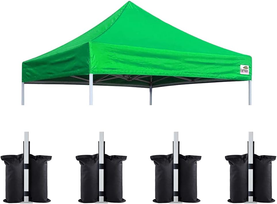 Eurmax 10x20 Pop Up Canopy Replacement Canopy Tent Top Cover, Instant Ez Canopy Top Cover ONLY, Choose 30 Colors,Bonus 4PC Pack Canopy Weight Bag (White)