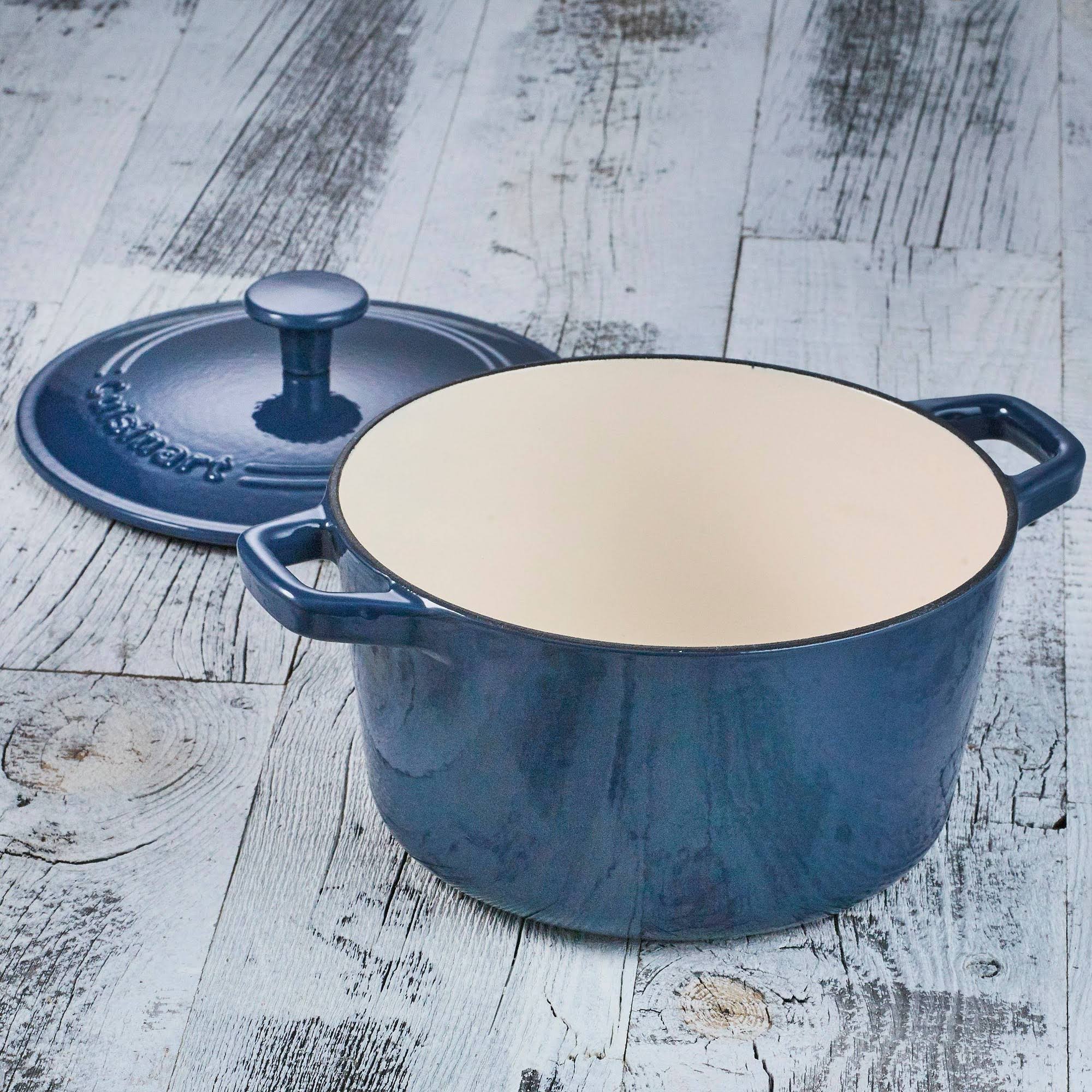Cuisinart 3 Quart Cast Iron Round Covered Casserole - Blue