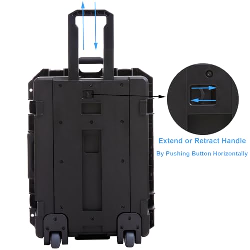 Regetek 27 Inch Waterproof Hard Case with Wheels,Customizable Foam,Rolling Hard Case for cameras,lenses, Camcorder,Drone,Instrument,equipment, tool, IP67,Shockproof,Gear Roller Case 27"x 20"x 13"
