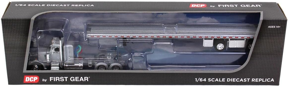 DCP 1/64 Silver Peterbilt 359 36" Flattop Sleeper w/ 53' Wilson Roadbrute Flatbed Trailer 60-1542
