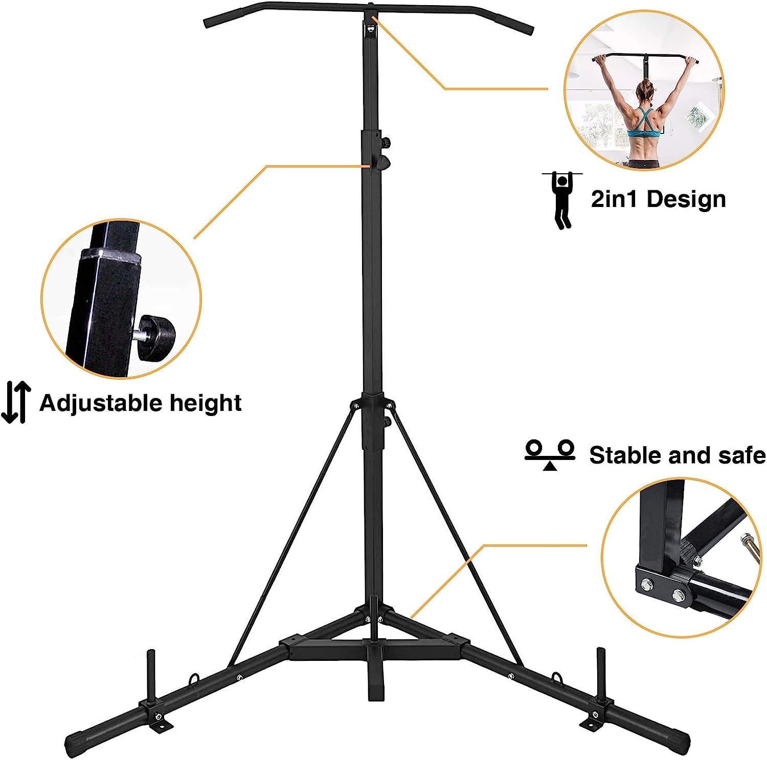 BotaBay Heavy Bag Stand Folding Heavy Bag Stand Boxing Stand with Pull Up Bar Portable Sandbag Rack Free Standing Heavy Duty Punching Bag Boxing Stand for Home Fitness（Only Stand）