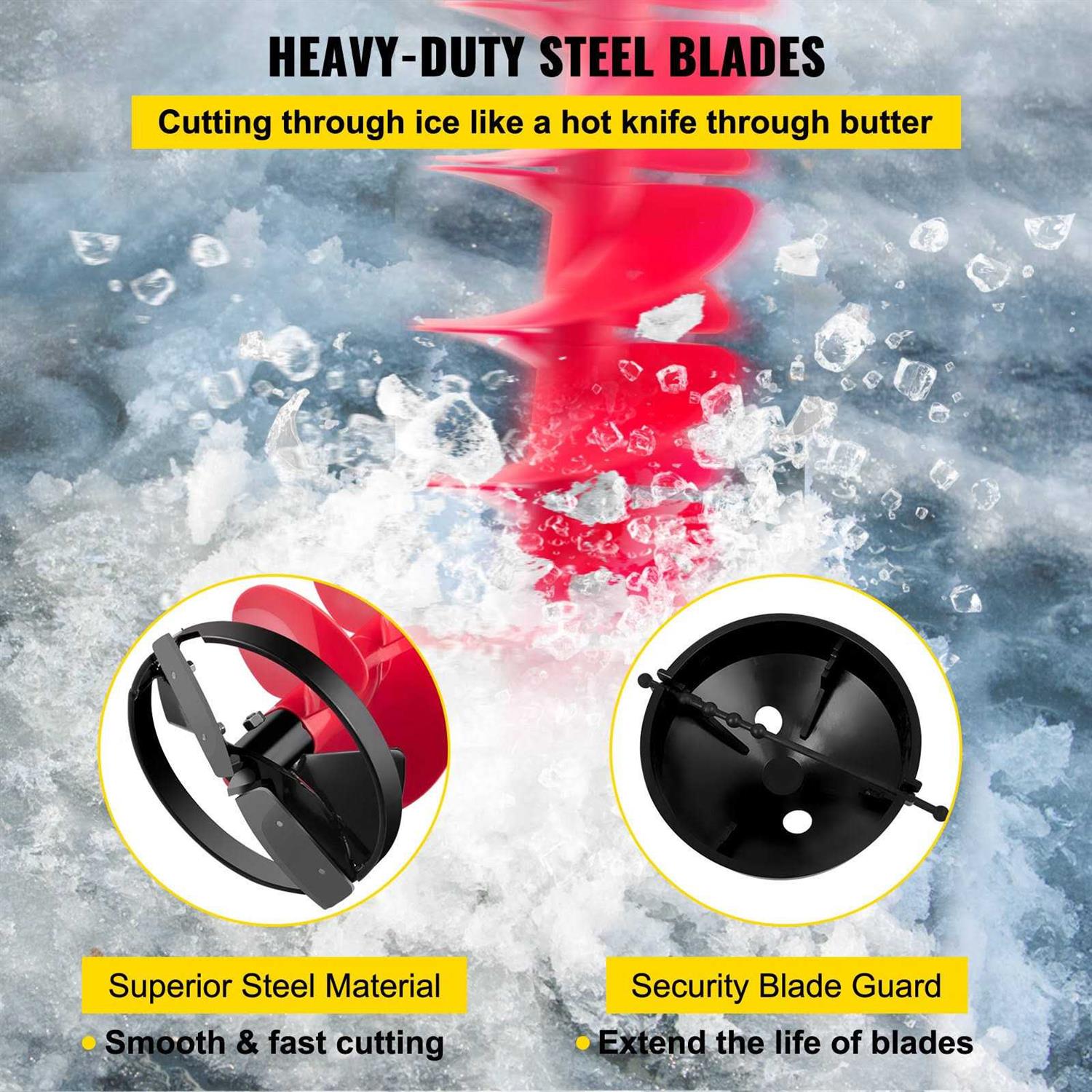 VEVOR Ice Drill Auger Nylon Ice Auger Bit 8”x39” Drill Adapter Ice Fishing Red BZHSNLYC39348TWTLV0
