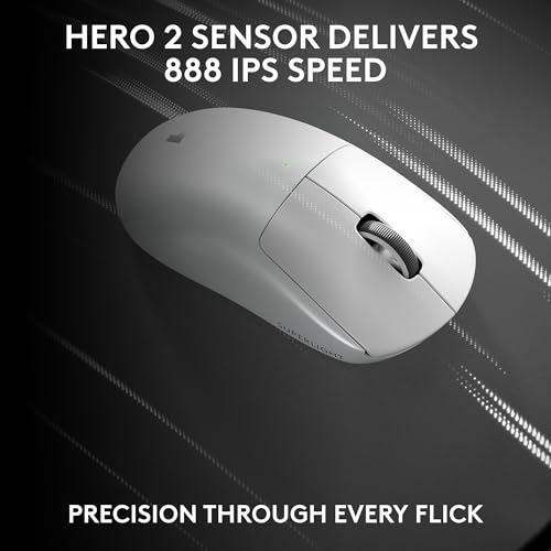 Logitech G PRO X Superlight 2 DEX Wireless Gaming Mouse, 60g pro-Grade Right-Handed Mouse with 5 programmable Buttons, USB-C Charging, 44k DPI Sensor, up to 8 kHz Polling for PC/Mac - White