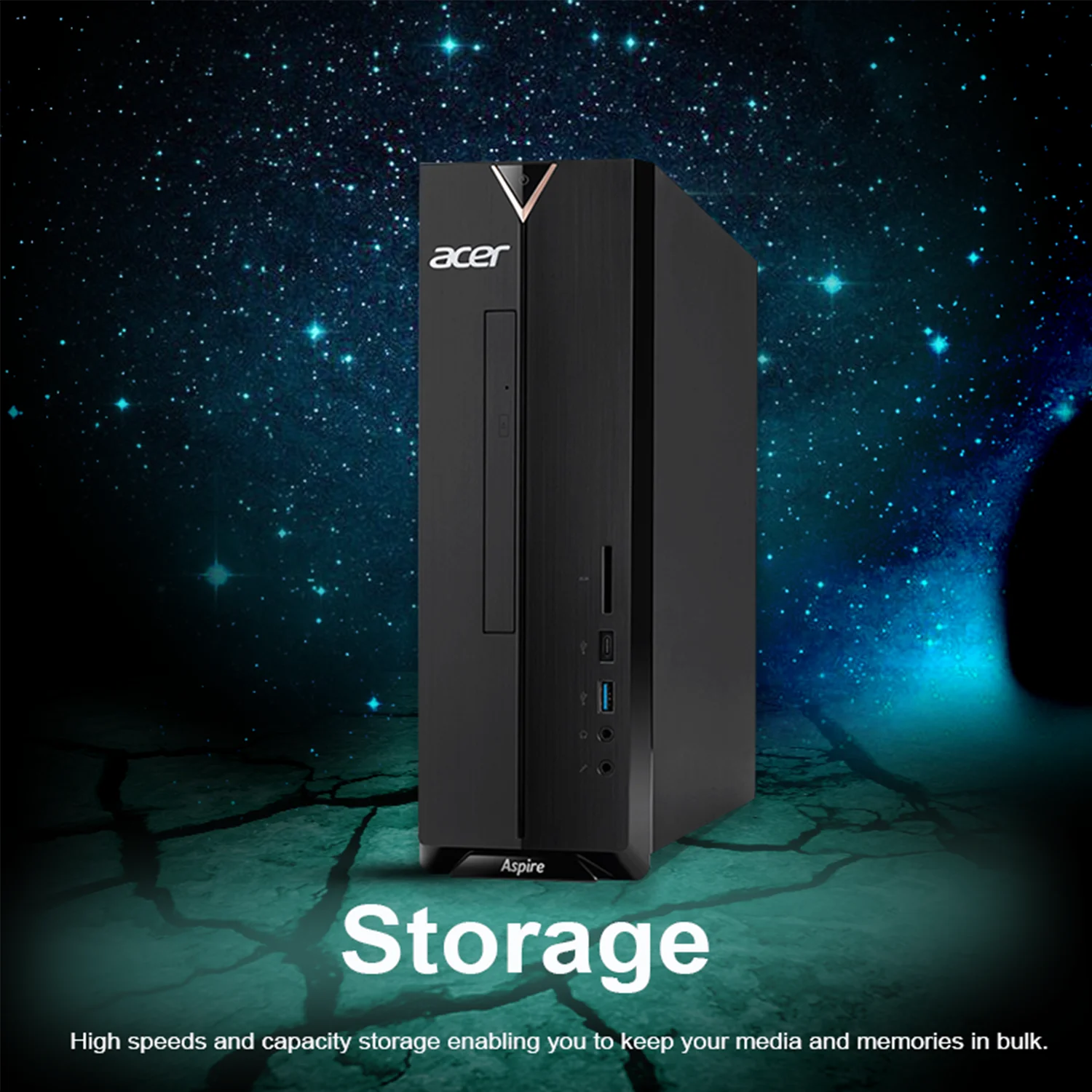 Acer Aspire Tower Desktop Computer, Intel Celeron N4505, 12GB RAM, 512GB PCIe SSD, SD Card Reader, Wired Keyboard and Mouse, Type-C, RJ45, HDMI, VGA, Wi-Fi 6, Windows 11 Home, Black