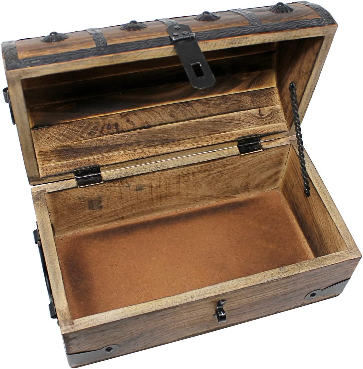 Nautical Cove Pirate Treasure Chest with Iron Lock and Skeleton Key - Storage and Decorative Box (X-Large 16 x 11 x 10.5)