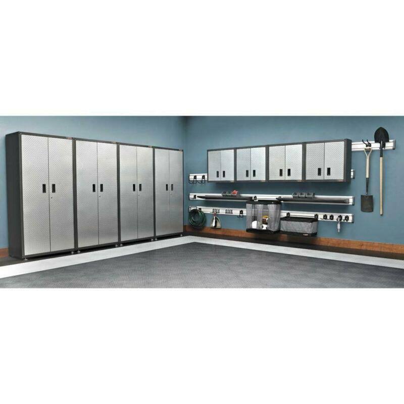 28-In Home Garage Storage Organizer Wall Mount Cabinet Tool Box Silver Tread