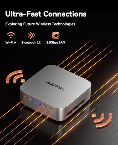 ACEMAGICIAN Mini Gaming PC AMD Ryzen 7 6800H Mini PC 16GB DDR5 512GB SSD Mini Computers (8C/16T, up to 4.7GHz), 4K Triple Display Mini Desktop Computers 3.2 Type-C/LAN 2.5G/BT5.2/WiFi 6/Dual Channel
