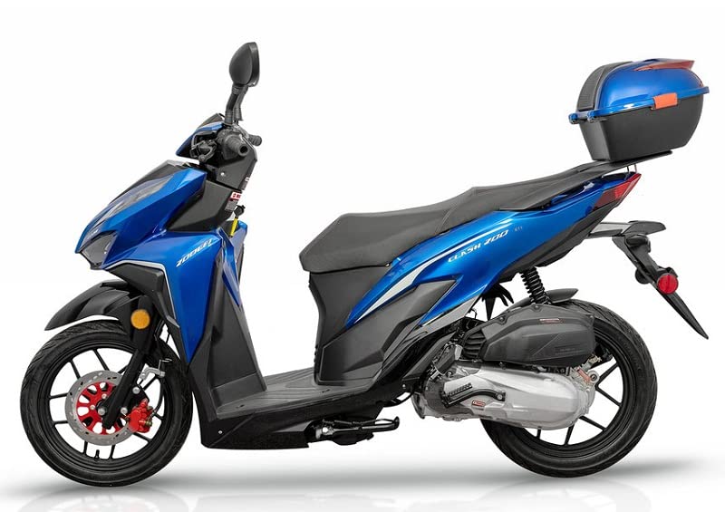 HHH Clash 200 EFI Adult Scooter Vitacci Gas Street Scooter 168cc Motorcycle Fully Automatic, Matching trunk and LED lights (BLUE)